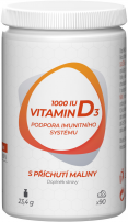 Vitamin D3 1000 IU, 90 tablet s příchutí maliny